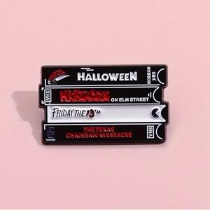 Horror movie VHS enamel pin Halloween Nightmare On Elm Street Friday The 13th